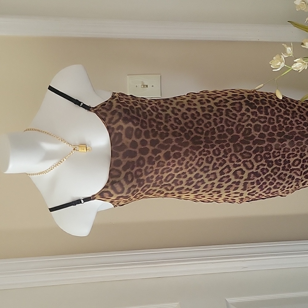 Maxi length Mesh Tiger Print Dress